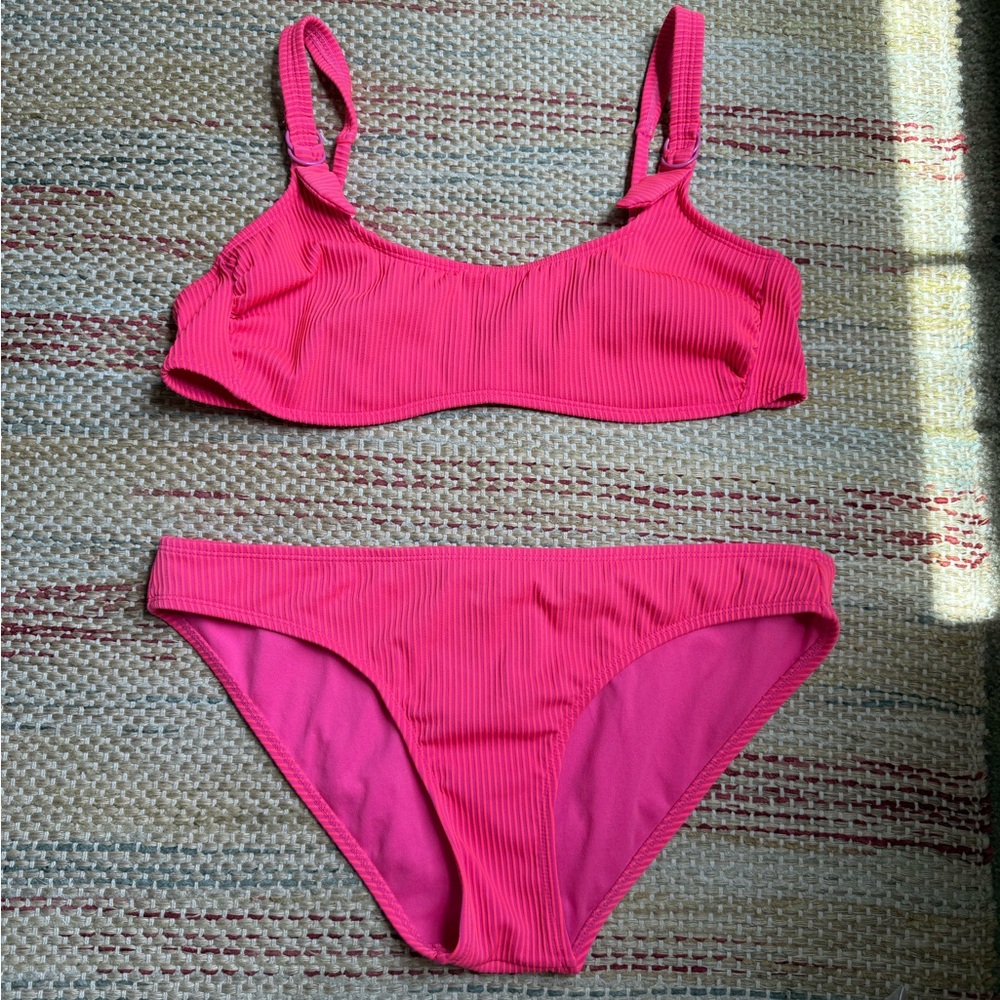 3 for $10 sale: Xhiliration pink ribbed bikini bralette and matching bottoms